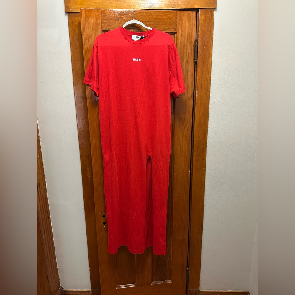 MSGM XL RED SHIRT DRESS WITH SPLIT